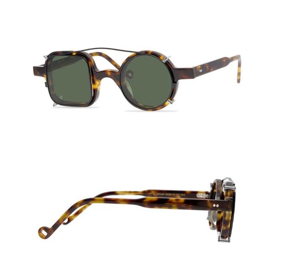 Marke Clip-on Polarized Sonnenbrille Brillenrahmen Männer Eyewear Optische Gläser Rahmen grau / dunkelgrüne Linse Brillen mit Brille Box