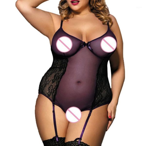 

plus size women lingerie babydoll lace umderwear temptation jumpsuit nightwear summer for women 20181, Red;black
