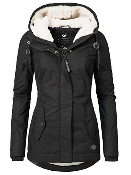 

2021 mode parkas women cotton winter thicken with hood outwear casual black warmness gothic ladies coats t4nr