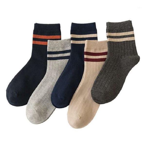 

men's parallel bar pinstripe cotton socks1, Black