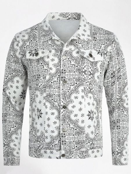 

cloudstyle men flap pocket scarf & paisley print jacket b5wm#, Black;brown