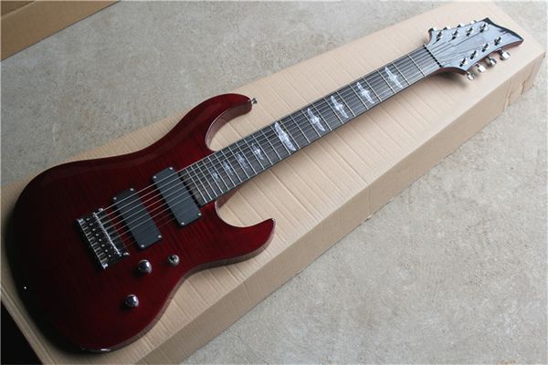 

flyoung customized eight string all-in-one electric guitar tiger maple veneer transparent red poplar back string