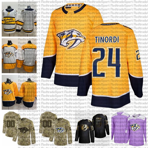 

2021 customize #24 jarred tinordi nashville predators jerseys golden edition camo veterans day fights cancer custom stitched hockey jerseys, Black;red