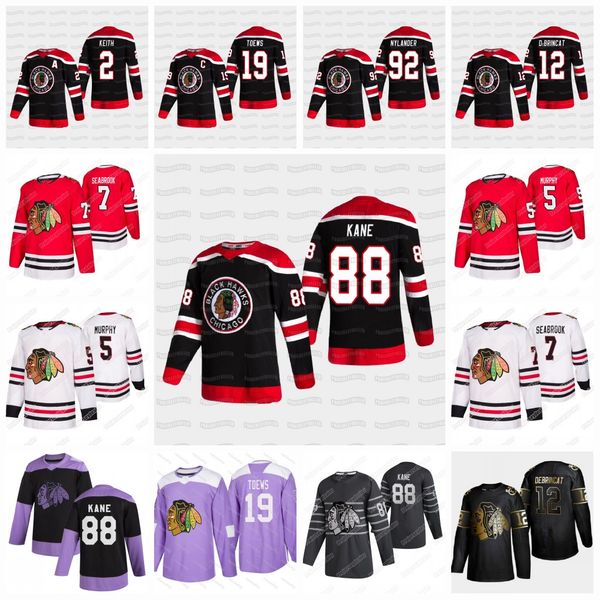 

jonathan toews chicago blackhawks 2021 reverse retro patrick kane kirby dach duncan keith alex debrincat seabrook gilbert jersey, Black;red
