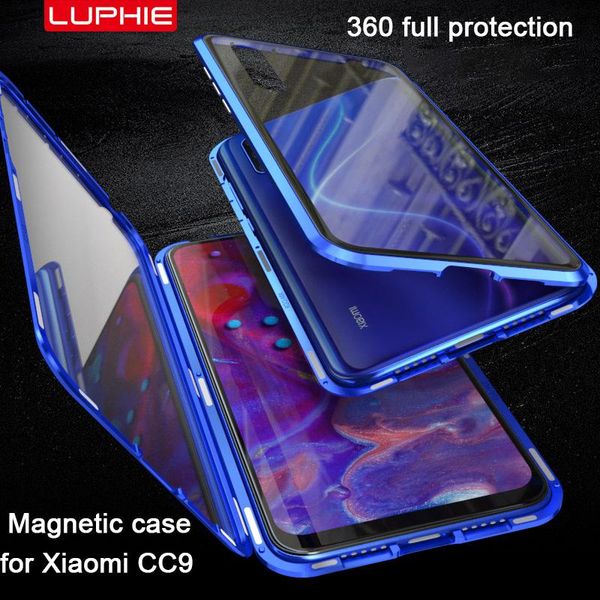 

магнитный чехол для xiaomi mi cc9 cc9e mi 9 9se двойное сторона закаленного стекла 360 градусов крышка металлический бампер оболочка для h j