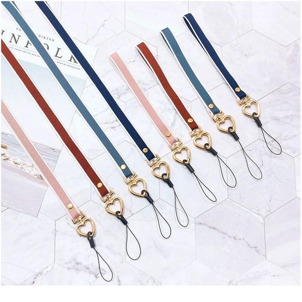 

shellnail 2020 new mobile phone lanyards peach heart spring buckle webbing lanyard detachable sling for girl wris jllrjt