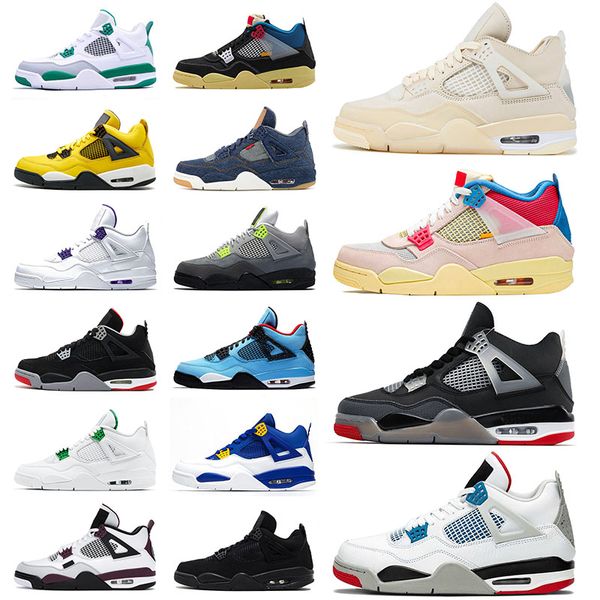 

with box original basketball shoes jumpman 4 men women sail 4s union cactus jack black cat neon sneakers trainers size 36-47