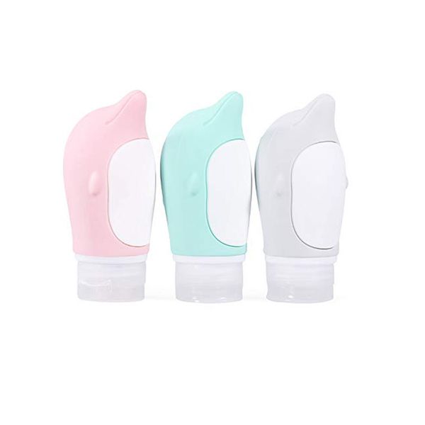 

wholesale leak proof 89 ml dolphin mini travel size food grade silicone alcohol holder hand sanitizer bottle dhc1743