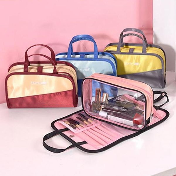 

fggs-women's two-in-one cosmetic bag folding cosmetic storage bags travel organizer makeup bag large capacity beauty toiletry ba