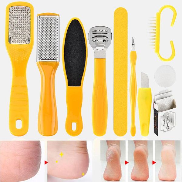

10 в 1 футе скруббера pedicure tools kit cleaner prasp file file file callus remover set отшелушивающий скруббер ванна