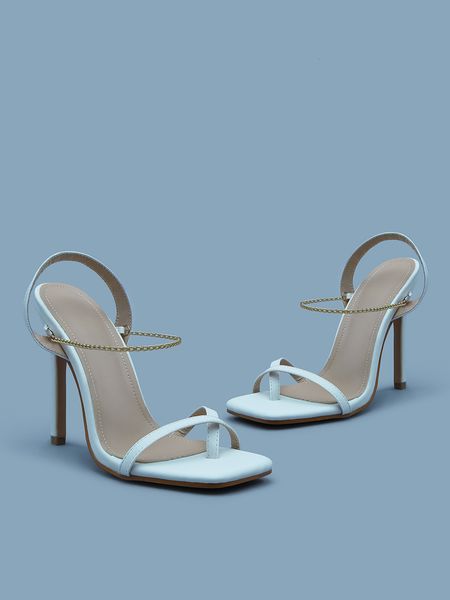 

2021 heel summer new women's all-game foot style covering fine jump high mode all-match a-line sandals 8u49, Black