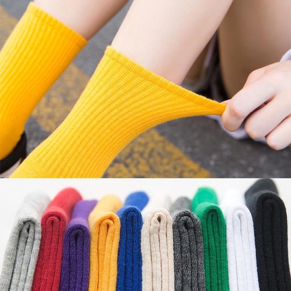 

rainbow color women socks harajuku colorful mid socks women standard 1 pair kawaii, Black;white