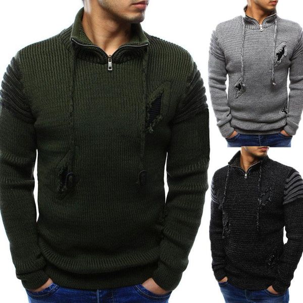 

men's sweaters 2021 fashion elastic hanging rope hole slim fit sweater, White;black