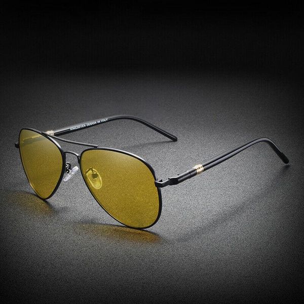 

night vision polarized sunglasses men yellow lens night driving aviation glasses, White;black
