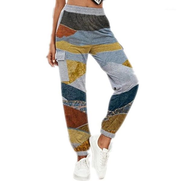 

running pants side pocket sweatpants for women casual loose sport long trousers fashion printed elastic high waist baggy activewear1, Black;blue