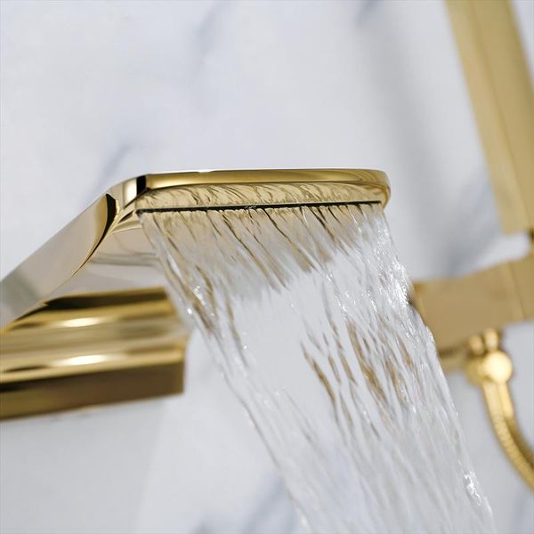 

black chrome brass bathtub faucet wall or deck mounted 3pcs waterfall bathtub faucet mixed taps with brass hand shower wmtarg petsyard