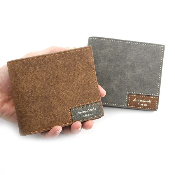 

men 's short large capacity multi-function fashion casual scrub pu multi- card wallet, Red;black