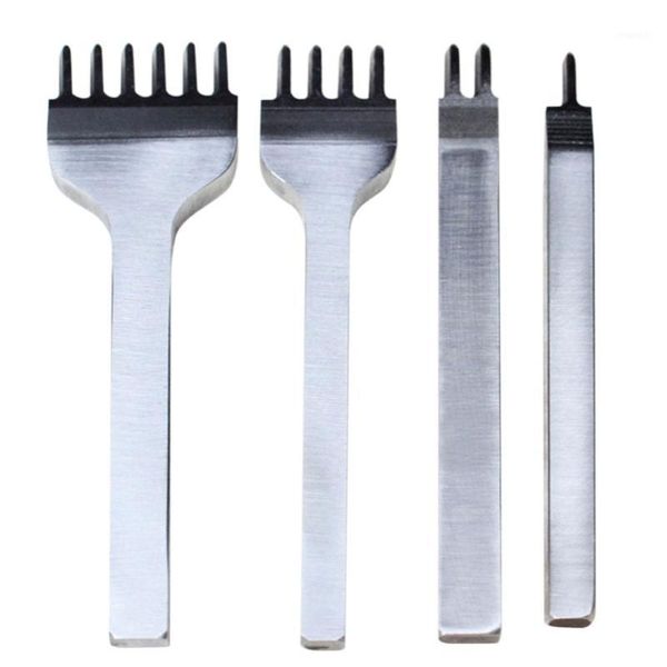 

4pcs 3/4/5mm leather tools leather hole punches stitching punch tool 1+2+4+6 prong stitching tools handicraft1, Black