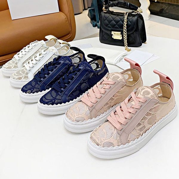 

women designer shoes lace low high sneakers casual womens shoe night club sports breathable flexible soft comfortable real leather woman tra, Black