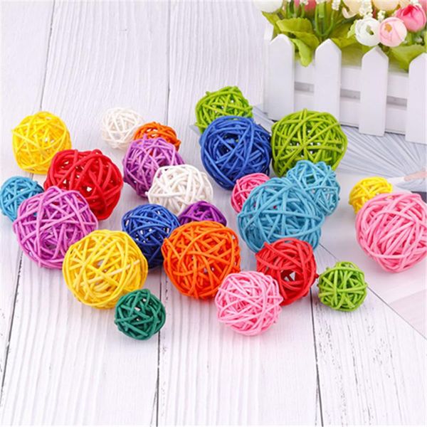 

20pcs bag 3cm baby shower rattan ball new year christmas decoration rattan wicker balls party decoration diy sepak takraw balls wmtuaw
