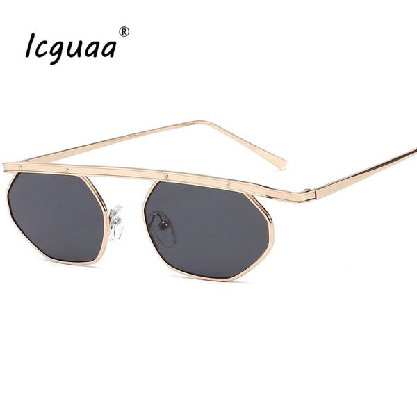

alloy rimless sunglasses women brand design vintage irregular polygon sun glasses men irregular eyewear uv400, White;black