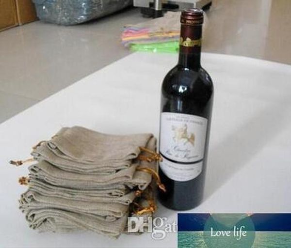 

94licovers new jute bottle champagne gift pouch burlap packaging bag wedding party decoration wine bags drawstring cover