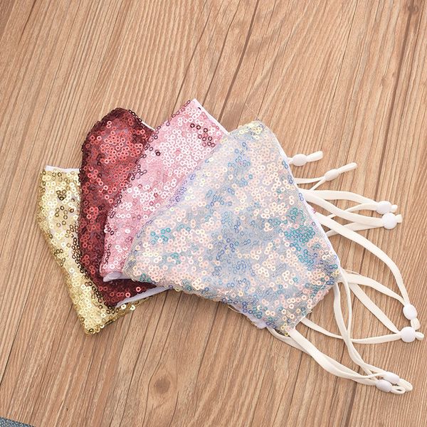 

dhl bling bling sequin protective mask dustproof washable windproof reuse face mask elastic earloop mouth mask