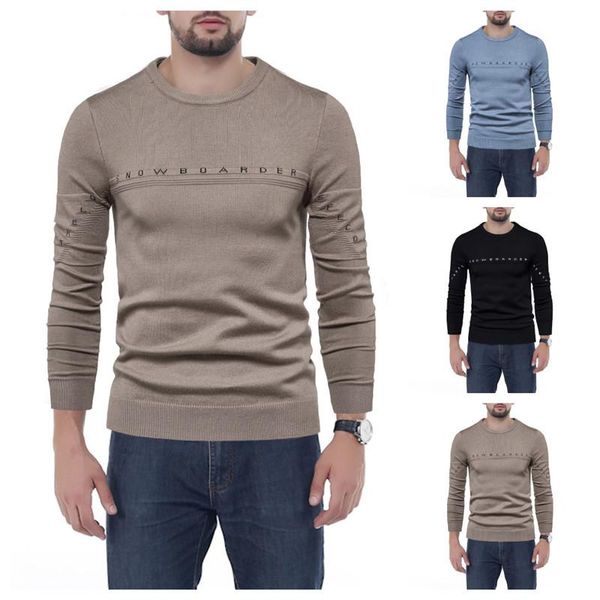 

men's sweaters 2021 fashion mens fall and winter crew neck sweater letter splicing knitwear large size clothes, White;black