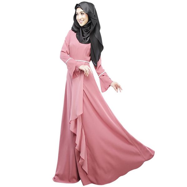 

women muslim ramadan long dress, Black;pink