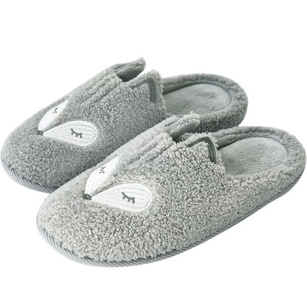

women home slippers warm ladies winter women's flat fox woman casual short plush indoor soft bottom female plus size shoes y200424, Black