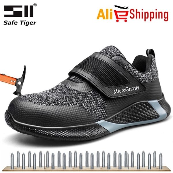 

mesh safety with steel toe men breathable work shoes construction protective footwear large size 37-48 y200915, Black;brown