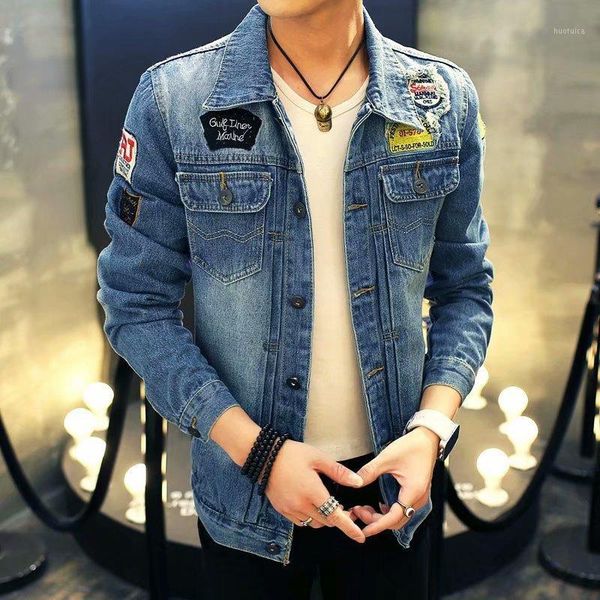 

denim jacket men autumn fashion cool trendy mens jean jackets spring casual coat outwear stand collar motorcycle cowboy1, Black;brown