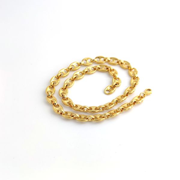 

men's solid 18 kt yellow gold filled sun character necklace rings link chain 600mm 10mm birthday valentine gift valuable, Silver