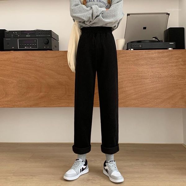 

women's pants & capris lucyever 2021 spring warm sweatpants women high waist thick casual pant woman korean loose straight streetwear, Black;white