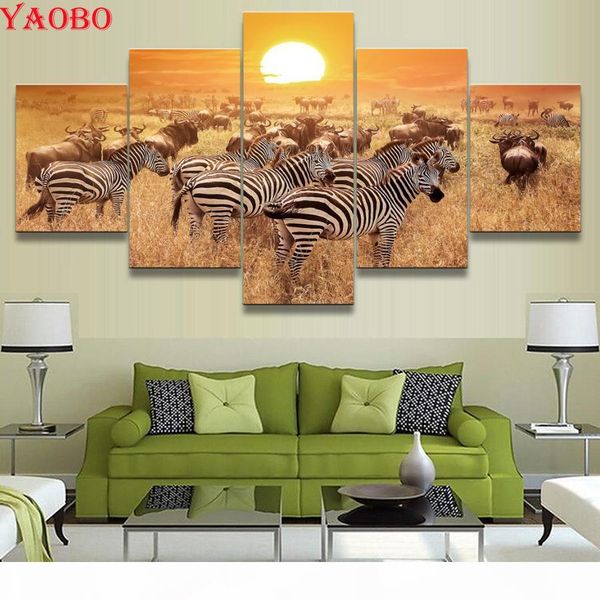 

5pcs 5d square round diamond embroidery animal zebra diy full diamond painting mosaic picture needlework cross stitch home decor