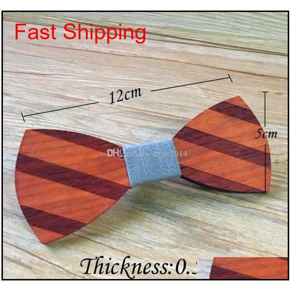 

2018 new fashion vintage wooden bowties unique handcrafted wood wedding bowknot stripes classic pa qylgfu bdehome, Black;gray