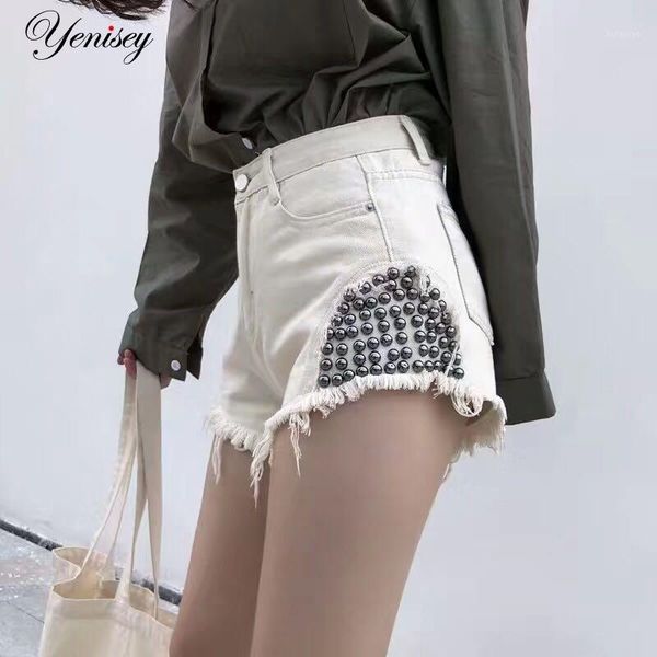 

women summer denim shorts vintage high waist short cuffed jeans girls rivet jeans street wear ladies booty shorts1, White;black