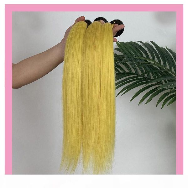 

straight brazilian virgin hair 1b yellow straight bright color 3pieces lot three bundles double wefts 1b yellow hair extensions 10-28inch, Black