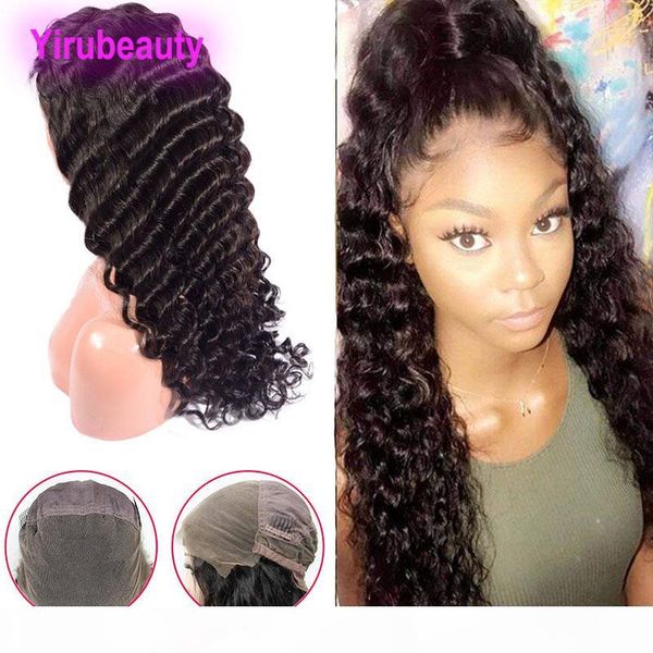 

brazilian virgin hair full lace wigs deep wave 8-36inch pre plucked yirubeauty full lace wigs deep curly middle three side part, Black;brown