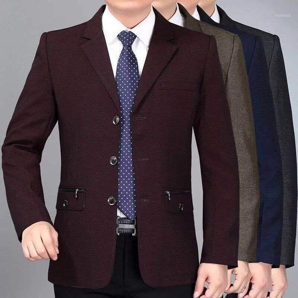 

2020 new spring middle-aged men casual jacket business suit jackets single breasted slim fit blazer formal chinese clothes p41, White;black