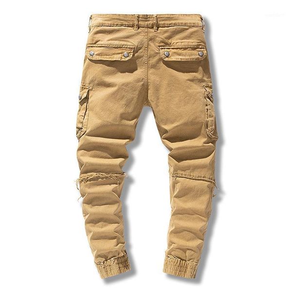 

6 pockets denim cargo pants men jogger tactical casual pant men clothing 2021 spring1, Black