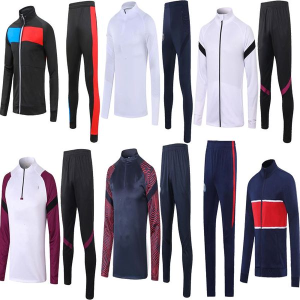 

football training suits 2020 2021 mbappe neymar survetement soccer tracksuit maillots de foot chandal kit, Black