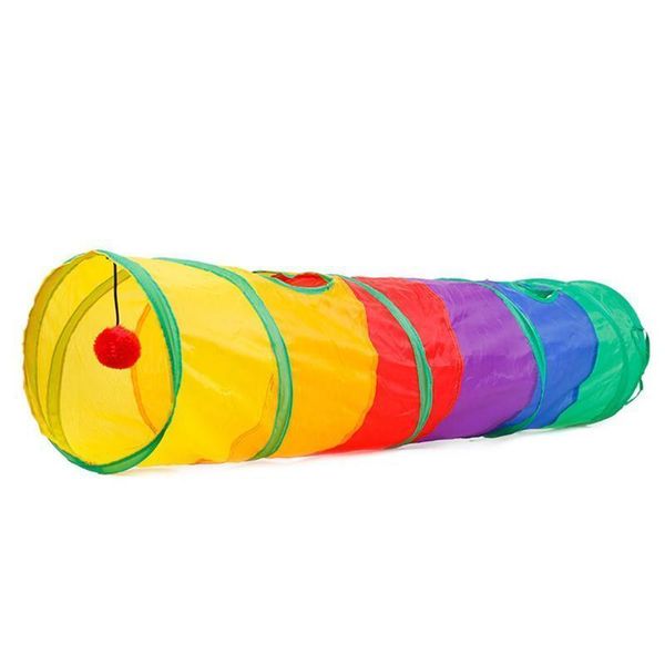 

pc colorful 1 folding cat channel rolling dragon environmental protection puzzle pet toy canvas rainbow cat tunnel pets cat toys