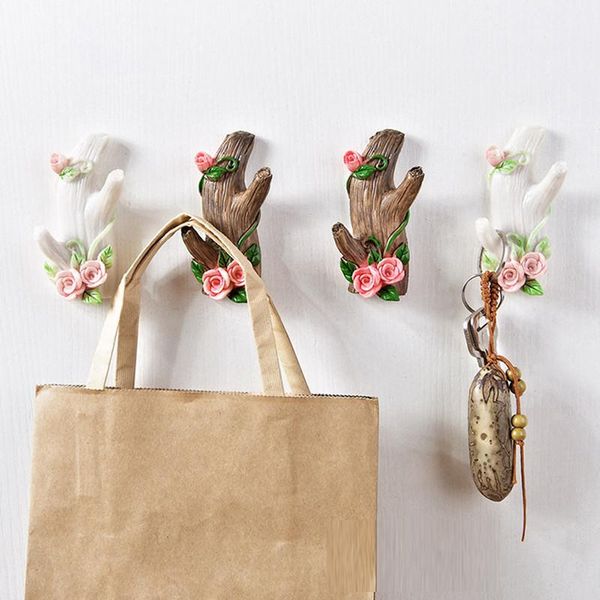 

hooks & rails tree branch self adhesive hook key rack entryway storage organizer holder sticky bathroom kitchen towel hanger wall mount