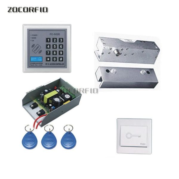 

diy glass door 125khz rfid keypad door access control system kit /electric lock +power supply+ switch+10pcs key cards