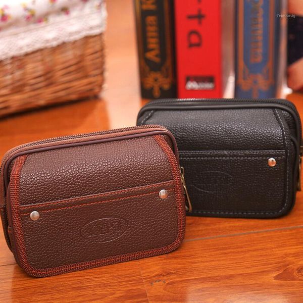 

luxury leather men running travel waist bum belt bag multifunction pouch hip purse1