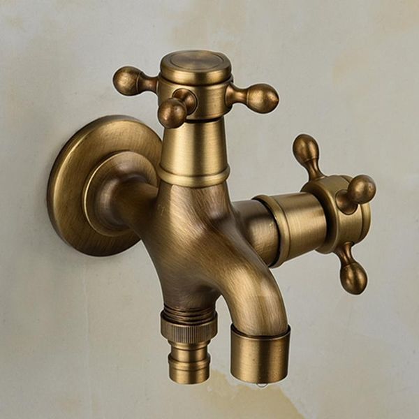 

dual cross handles wall mounted washing machine taps antique brass mop pool faucets