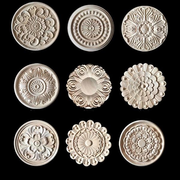 

decorative objects & figurines carved flower wood carving natural appliques for furniture cabinet unpainted wooden mouldings decal figurine