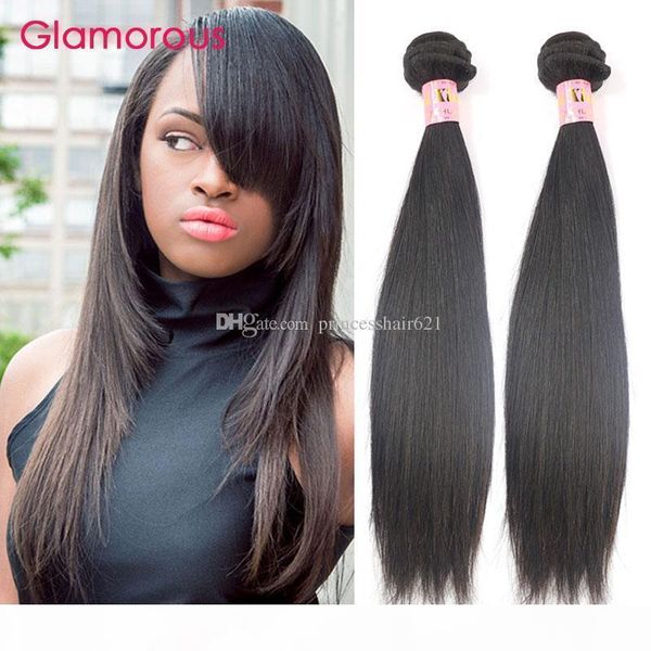 

glamorous brazilian hair weft peruvian indian malaysian virigin hair 8-34inch brazilian straight human hair sew in weaving, Black