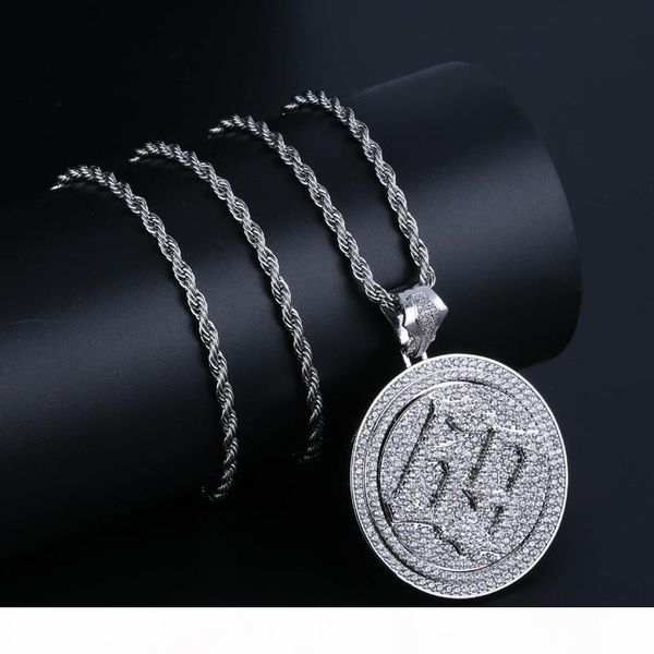 

кулонское ожерелье для мужчин 24k золотая серебристая обложка хип-хоп ювелирные изделия ice out bling cubic zirconia аксессуары, Silver